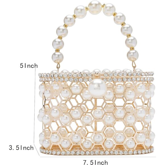 ⚡Women's White Detachable Pearl Diamond Chain Soft Velvet Shoulder Clutch Bag - Picture 4 of 4